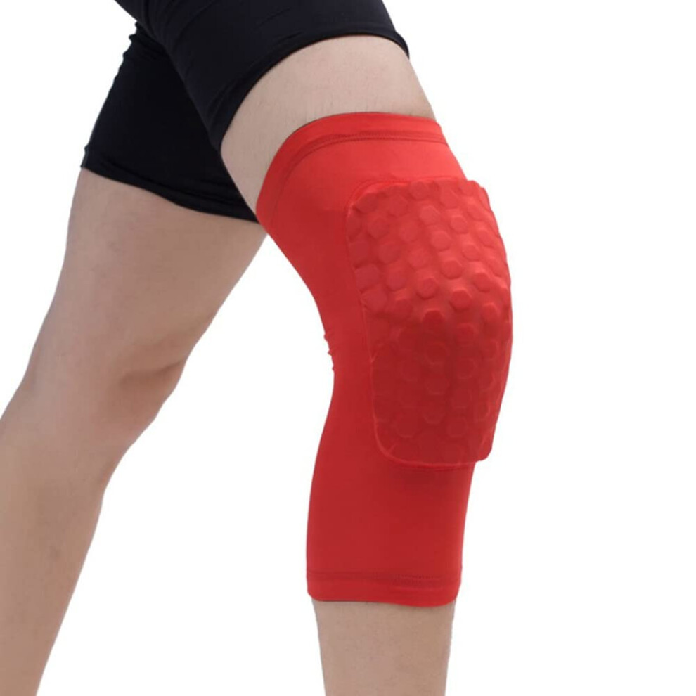 Honeycomb Knee Pads for Basketball, Volleyball, and Football - Compression Leg Sleeves Support, Red, XXL Size-image-OPC-PK59XJK-NEW