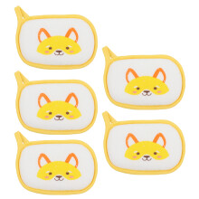 Juego de 5 piezas de cepillos para baño de bebé, esponja suave, zorro amarillo de dibujos animados