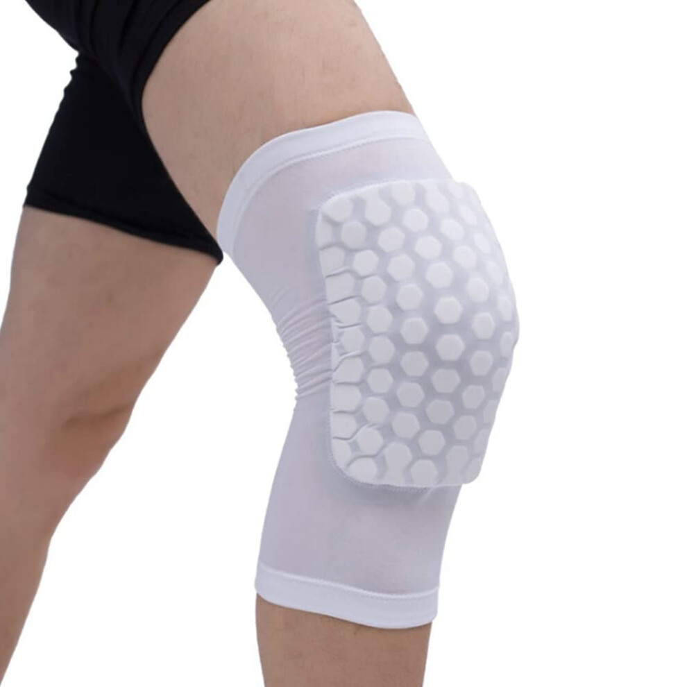 Honeycomb Knee Pads for Basketball, Volleyball, and Football - Compression Leg Sleeves, White, XL Size, Durable Support-image-OPC-PK59Z5N-NEW