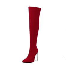Pointed Toe Over The Knee Boots 12 cm 4.72 Inches High Heels Sexy Red Party Dance Pole Dancing Boots 40 EU