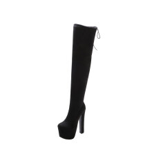 Large Suede Over The Knee Boots 42 EU Black Waterproof Platform Super High Heel 17 cm Autumn Winter Pole Dance Boots
