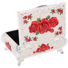 Vintage-Gusseisen-Schmuckkästchen mit Rosenprägung, Weiches Samt, 9,5x7x4cm
