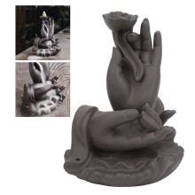 Buddha-Hand-Wasserfall- Räucherofen aus Keramik, 11,2 cm x 11,1 cm x 14 cm