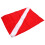Bandera de buceo 50x35cm rectangular rojo/blanco poliéster 15