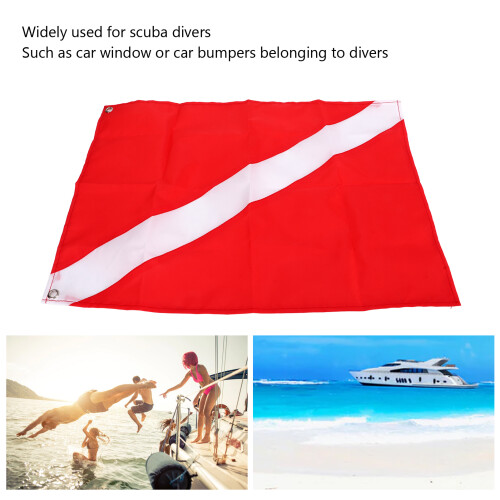 Bandera de buceo 50x35cm rectangular rojo/blanco poliéster 2