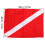 Bandera de buceo 50x35cm rectangular rojo/blanco poliéster 6