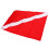 Bandera de buceo 50x35cm rectangular rojo/blanco poliéster 14