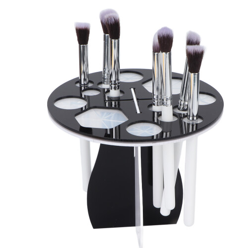 14 Holes Makeup Brush Drying Rack, Detachable, Black/White 2