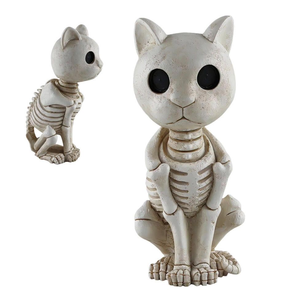 Cat Skull Decoration and Skeleton Figurine | Scary Cat Skeleton Prop for Halloween Indoor Outdoor Decor 12 Inch-image-OPC-PK5B8BX-NEW