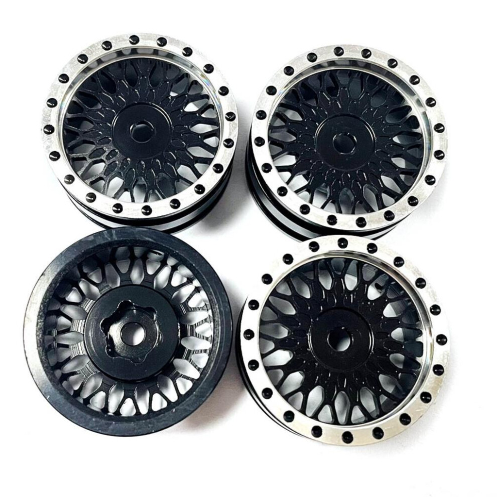 (Black) RCGOFOLLOW 4piece Aluminum Alloy Shock-proof Metal Wheel Rims For 1/24-image-OPC-PK5B98K-NEW