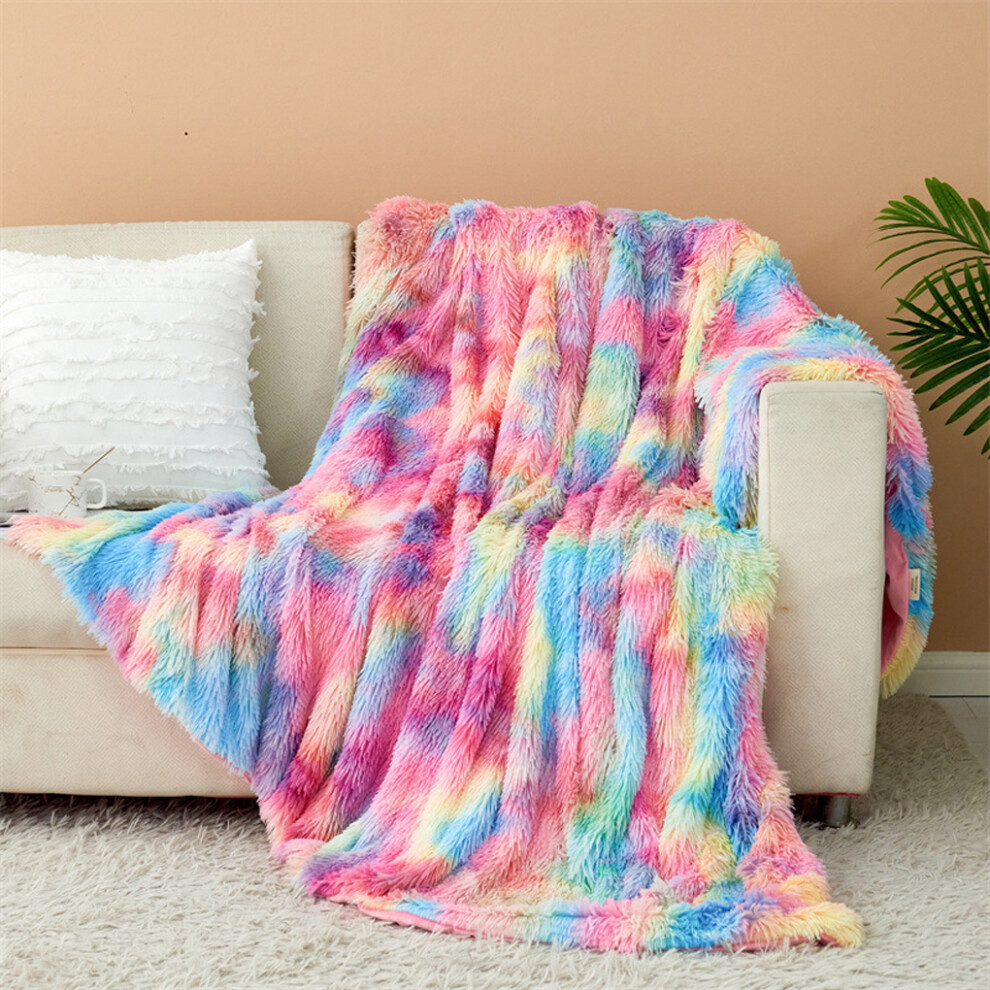 (Tie Dye Deep Rainbow) Warm And Comfortable Soft Long Shaggy Throw Blanket For Relaxation-image-OPC-PK5BCRM-NEW