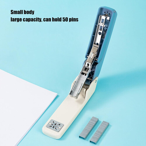 Ergonomic Long Arm Stapler, 360-Degree Rotatable Binding Tool, Durable Construction, Multi-Functional Design, Blue 1
