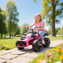 (Pink) AIYAPLAY 12V Kids Electric Ride On Car, Battery Powered Ride On ATV