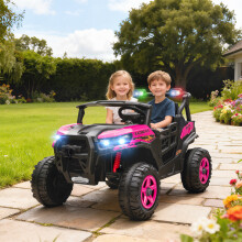 (Pink) AIYAPLAY 24V Electric Ride on Car, 2-Seater Kids Electric Truck