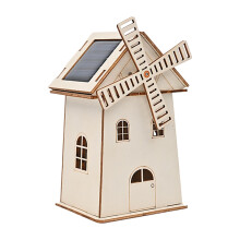 Solar Windmill Model Kit - Wooden STEM Learning Toy for School Projects, Home Exhibitions, 3.27 x 2.76 x 5.51 Inches