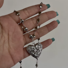 (03) Romantic Heart Locket Pendant Openable Female Silver Color Stainless Steel Photo Frame Charm Necklace for Women Men Jewelry Gift