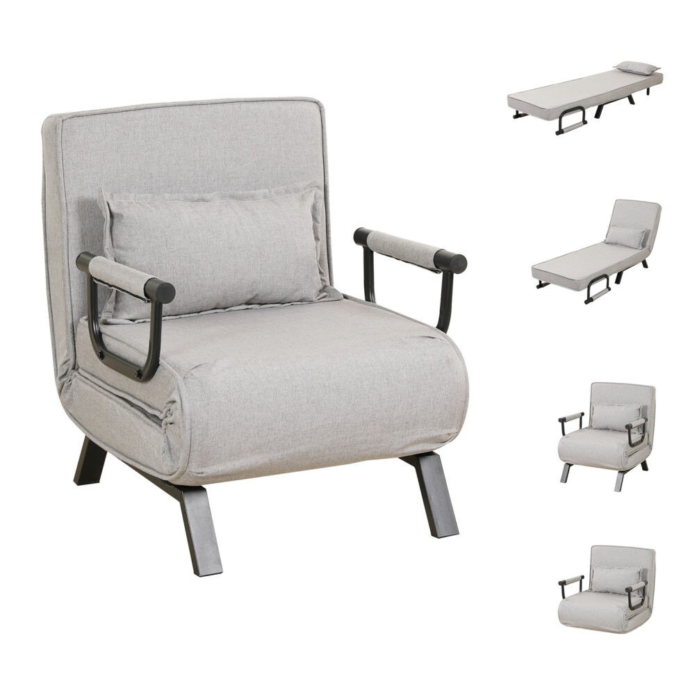 (Light Grey) WestWood 4-in-1 Convert Folding Sofa Bed Floor Chair Recliner Sleeper Lounger