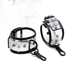 BDSM Transparent PVC Handcuffs with Adjustable Restraints and Chain for Wrist Play, Ideal for Beginners and Couples