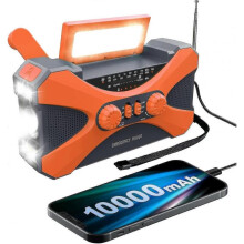10000mah Emergency radio Solar Hand crank Radio Portable AM/FM/NOAA Weather radio with Phone charger Flashlight-Perfect Orange