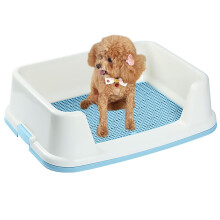 Semi-Closed Dog Toilet for Home, Splash-Proof Potty Bowl, Removable Design, Small Size, Blue Color