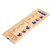 African Board Game, Classic Wooden Folding Chess Set, Strategy Marble Toy for Kids & Adults, Travel-Friendly Family Fun