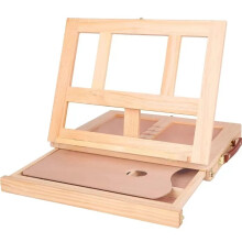Sketch Box for Beginners - Portable Wooden Sketch Easel with Drawer, Foldable Desktop Oil Painting Board for Hobby Artists