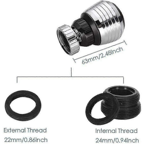 2pcs 360 Rotate Swivel Water Saving Tap Aerator Diffuser Faucet Nozzle Filter Adapter 1