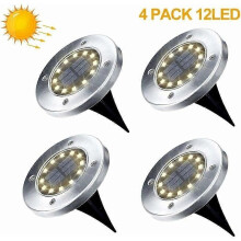 Winteraktion, 4er-Set IP65 Warmweiß 12 LED Solar Gartenleuchten für den Außenbereich