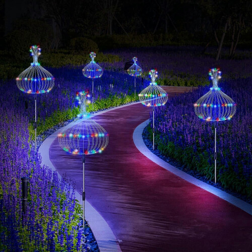 Solar Garden Lights, Firework Lights, 5 Pack (Colorful) 2