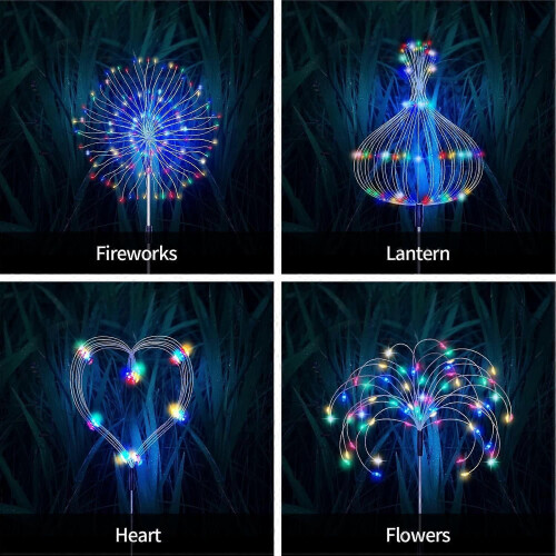 Solar Garden Lights, Firework Lights, 5 Pack (Colorful) 1