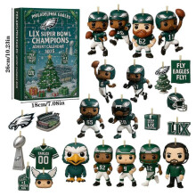 2025 Philadelphia Eagles Christmas Advent Calendar Blind Box Super Bowl Christmas Tree Acrylic Ornament Pendant
