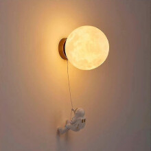 15cm White LED Wall Light Modern Moon and Astronaut Design for Indoor