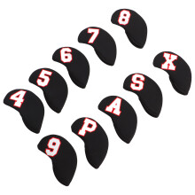10 Stück Golf Eisenkopfhauben Set Neopren Schwarz 14x7cm Schutz