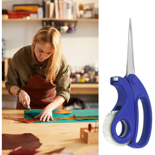 Scissors and Integrated Clear Tape Dispenser, 2-in-1 Sharp Cutter with Adhesive Roll for Multi-Purpose Use 1