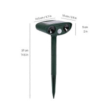 Solarbetriebener Ultraschall-Tierabwehrgerät für den Außenbereich mit LED-Licht, IPX4 wasserdicht