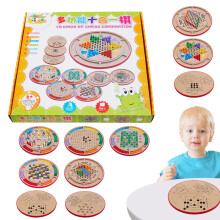 Checkers and Chess Board Game Set - 10-in-1 Wooden Educational Game for Family Gatherings and Travel