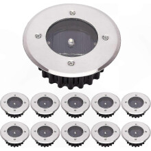 Solarbetriebene LED-Bodenstrahler, 10er-Pack, IP65 wasserdicht, Kaltweiß, rund, Energieeffizienzklasse