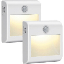 2 Stück Automatisches LED-Nachtlicht, Polycarbonat, Weiß (Warmweiß) [Energieklasse A++]
