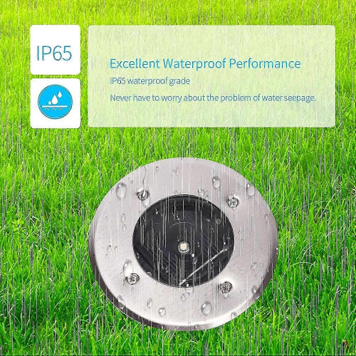 LED Solar Ground Light 10 Pack,IP65 Waterproof (Cool White, Round) [Energy Class A+] 2