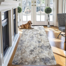 (Silver, 80 x 150 cm) Non Slip Shaggy Rugs Carpet Runner Large Doormats