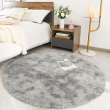 (Silver, 120 x 120 cm) Non Slip Shaggy Rugs Carpet Runner Large Doormats