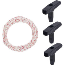 Rückstoßstarterseil, 10 Meter, 3,0 mm, Zugseil mit 3-teiligem Startgriff für Rasenmäherteile (AAA)