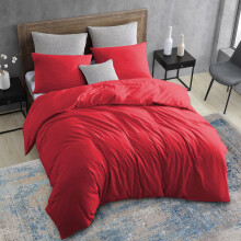 (Burgundy, King) Plain Duvet Cover 3pc Reversible Microfiber Quilt Cover - Single, Double & King Bed Sizes