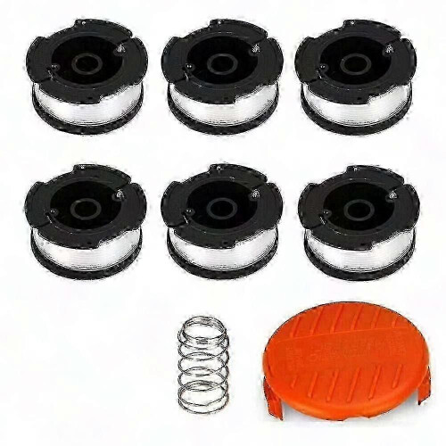 6-Pack Replacement Spools and Caps for Grass Trimmer Line Refills