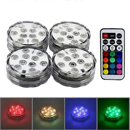 4 PCS Colorful Remote Control Decoration Diving Lamp, 10-LED with Remote Control(White)