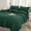(Green / Emerald, Single) Plain Duvet Cover 3pc Reversible Microfiber Quilt Cover - Single, Double & King Bed Sizes 1