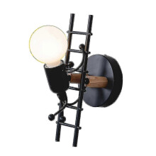 Lampada da parete per camera da letto con luce per salire le scale, modello "Little Man" (nera)