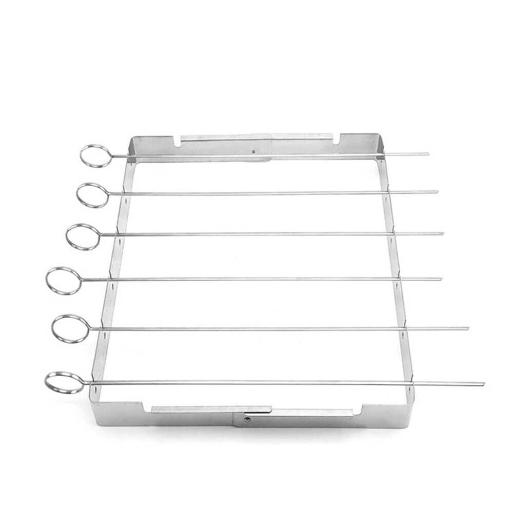 Foldable Grill Grate with 6 Stainless Steel Skewers, Portable Grill Accessory for Meat, Shrimp and Vegetables-image-OPC-PK5D72V-NEW