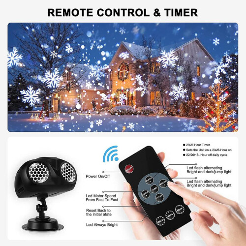 Christmas Snowfall Projector Lights, Highlight Dynamic Led Snow Light Projection, Ip65 Waterproof Snowfall Spotlight Lighting 1