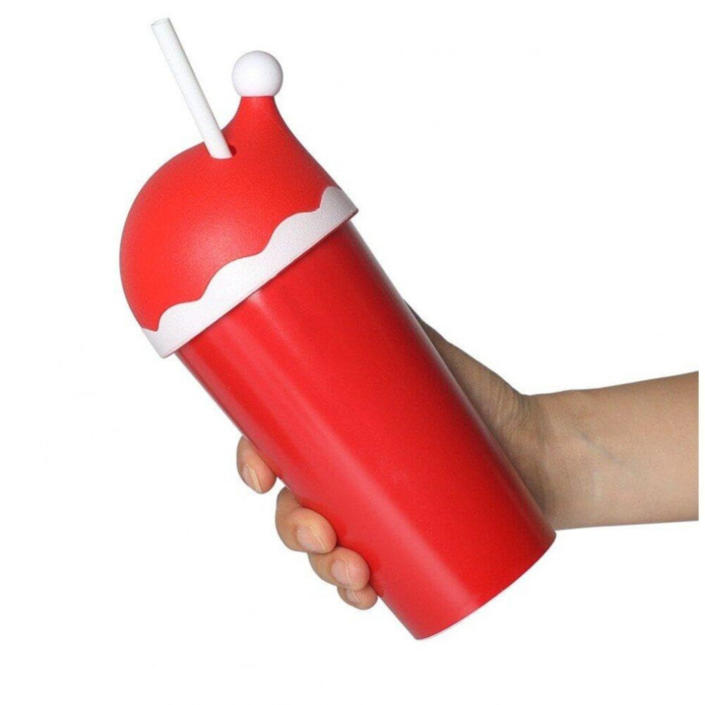 600Ml Christmas Water Tumbler Plastic Cup With Lid And Straw, Reusable Holiday Drinkware For Adults And Children Red